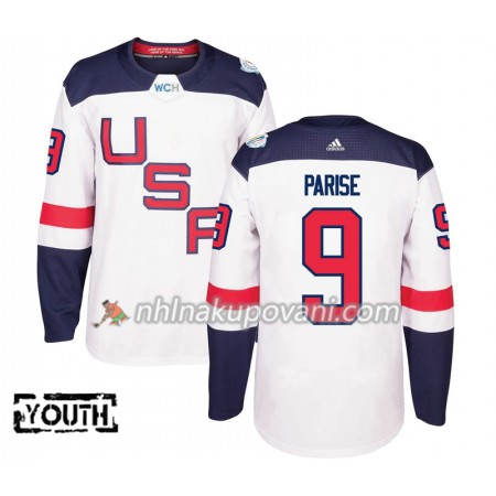 USA Dresy Zach Parise 9 Světový pohár v ledním hokeji 2016 Bílá Premier - Dětské USA Dresy Zach Parise 9 Světový pohár v ledním hokeji 2016 Bílá Premier - Dětské